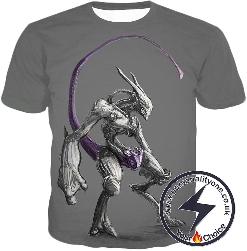 Pokemon Extremely Powerful Psychic Pokemon Mewto Cool Grey T-Shirt