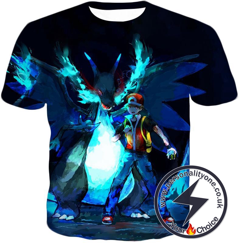 Pokemon Powerful Ash Charizard Mega Evolution Cool Action T-Shirt