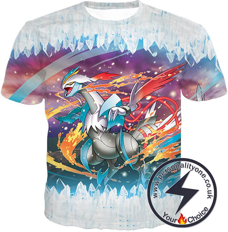 Pokemon Powerful Dragon Ice Type White Kyurem Super Action T-Shirt