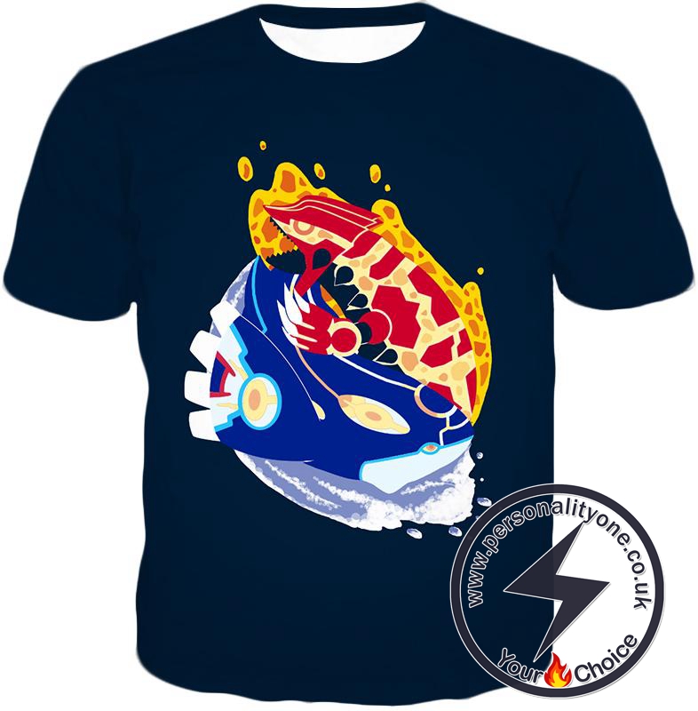 Pokemon Powerful Legendary Pokemons Groudon and Kyogre Cool Black T-Shirt