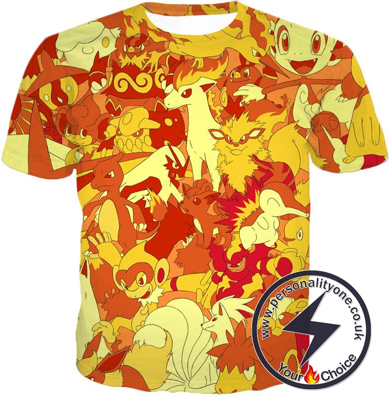 Pokemon Super Cool All in One Fire Type Pokemons Amazing T-Shirt