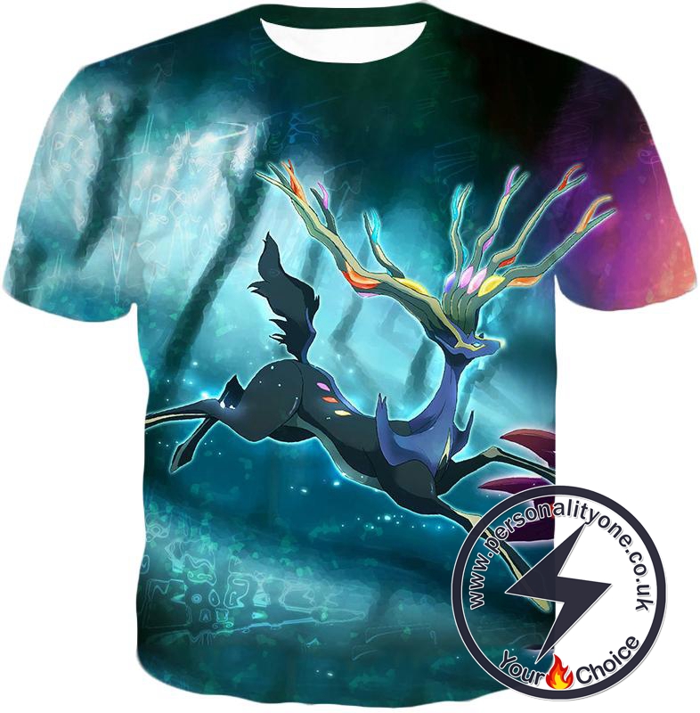 Pokemon Super Cool Fairy Rock Pokemon Xerneas Action T-Shirt