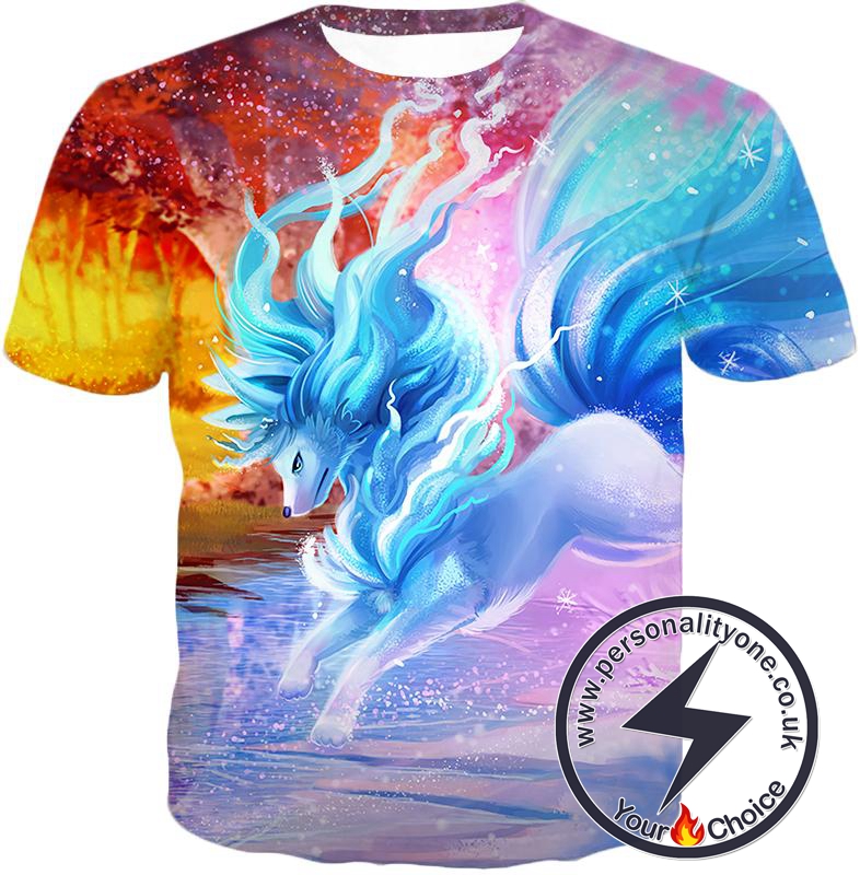 Pokemon Super Cool Pokemon Alolan Ninetails Awesome Anime Graphic Fanart T-Shirt