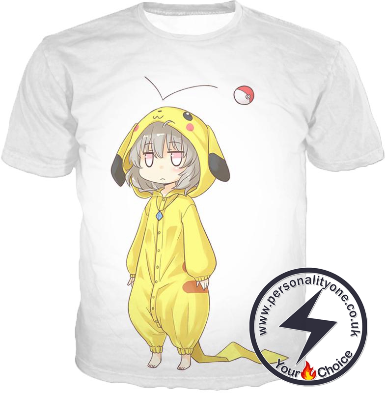 Pokemon Super Cool Pokemon Promo Pikachu Uniform Awesome White Anime T-Shirt