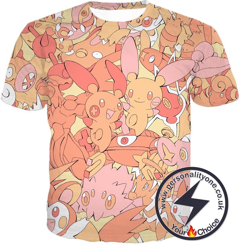 Pokemon Super Cute Thunder Type Pokemons All in One Cool T-Shirt