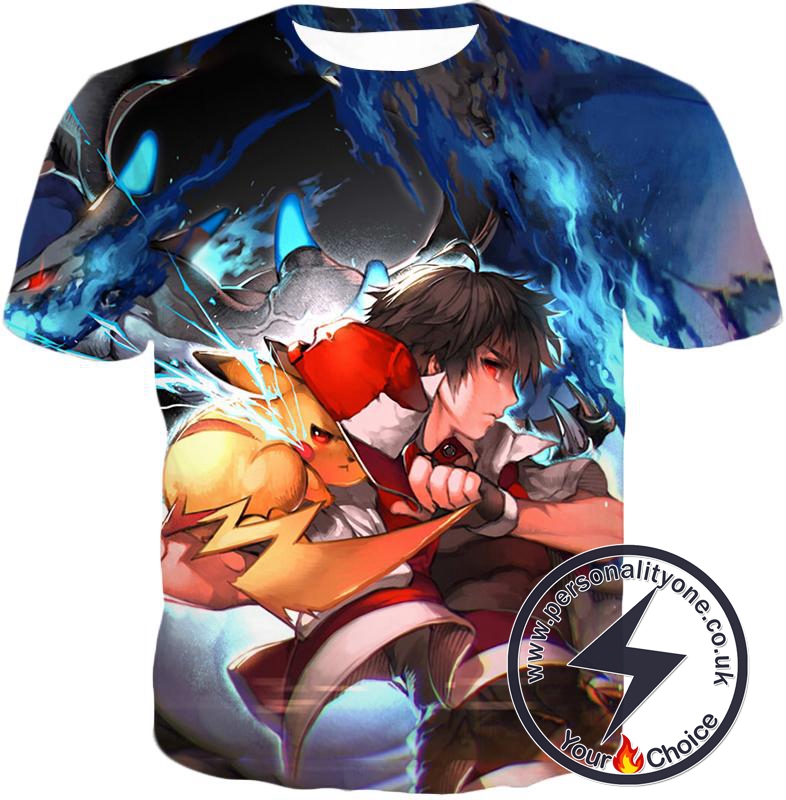 Pokemon Very Cool Pokemon Trainer Bond Ash Ketchum and Pikachu HD Printed T-Shirt