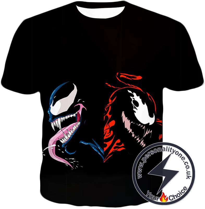 Pure Black Carnage and Venom Printed T-Shirt