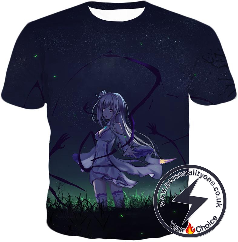 Re:Zero Anime Beauty Princess Emilia Cool Black T-Shirt