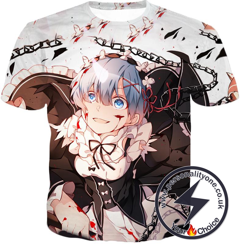 Re:Zero Anime Girl Maid Rem Blood Action T-Shirt