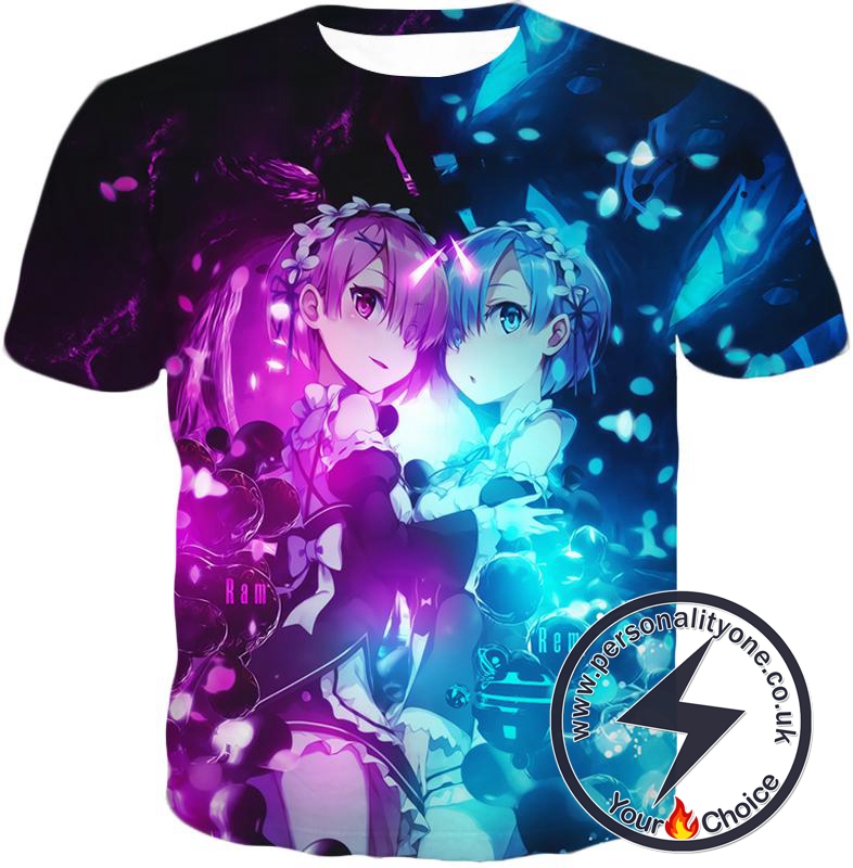 Re:Zero Beautiful Anime Twin Maids Ram and Rem Lovely T-Shirt