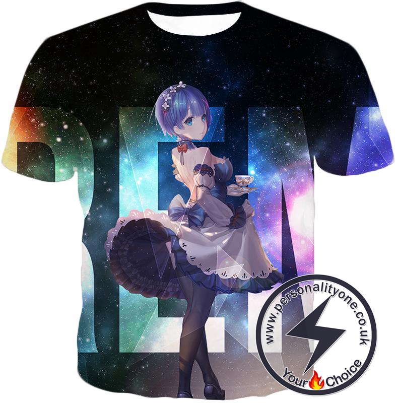 Re:Zero Blue Haired Perfect Anime Maid Rem Promo Black T-Shirt