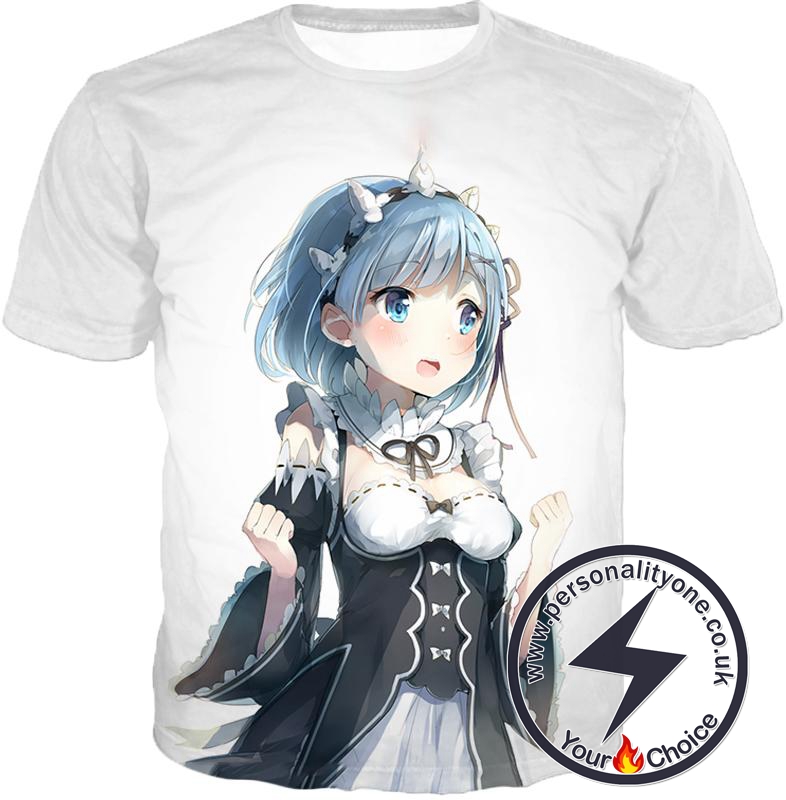 Re:Zero Cute Anime Girl Maid Rem White T-Shirt