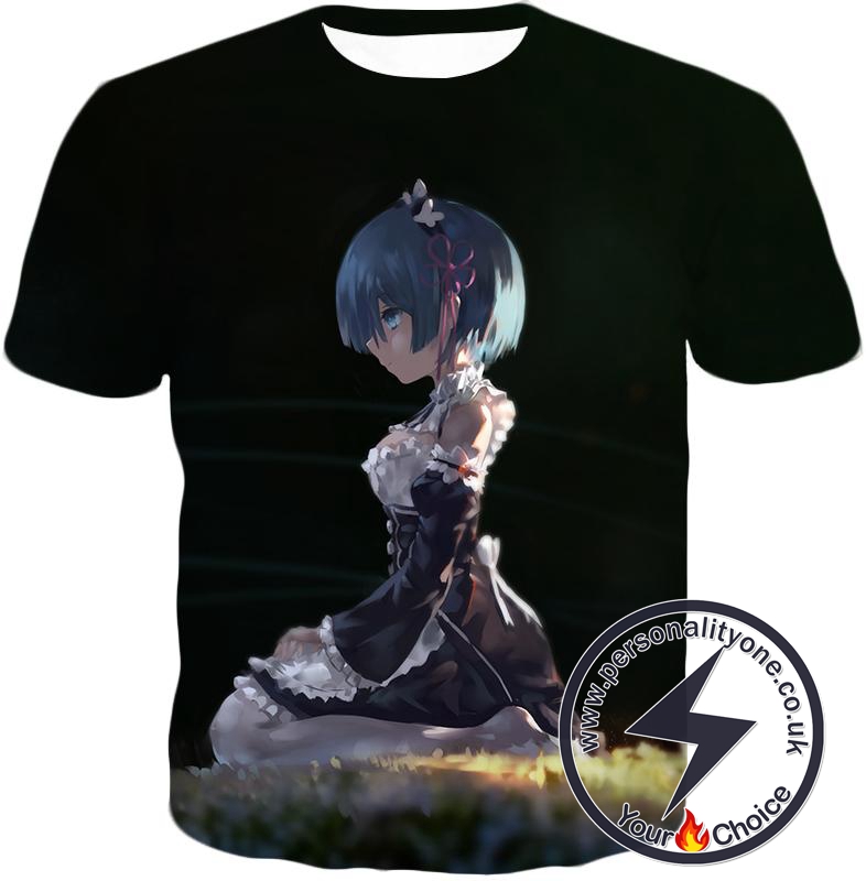 Re:Zero Perfect Anime Maid Rem Cute Black T-Shirt