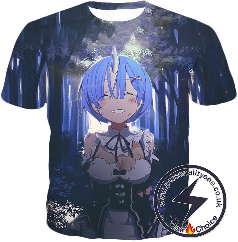 Re:Zero Re:Zero Blue Haired Maid Rem Oni Cool anime T-Shirt