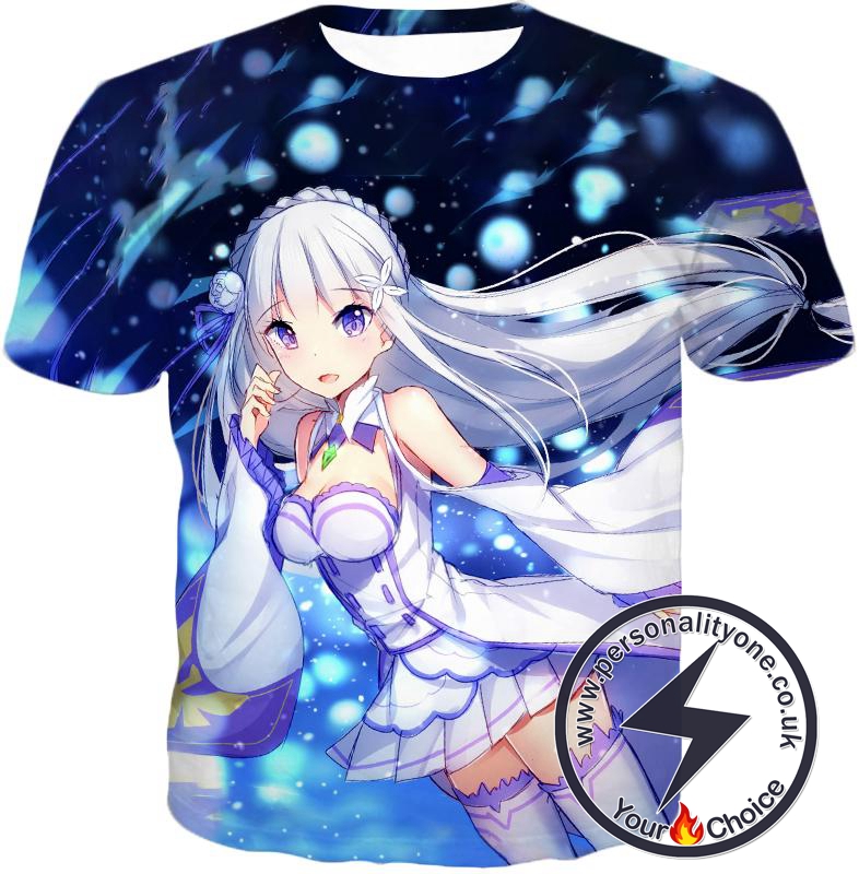 Re:Zero Very Beautiful Princess Emilia Cute Black T-Shirt