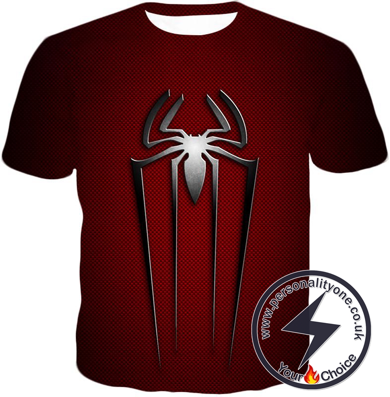 Red Costume Patterned Spiderman Logo Promo T-Shirt