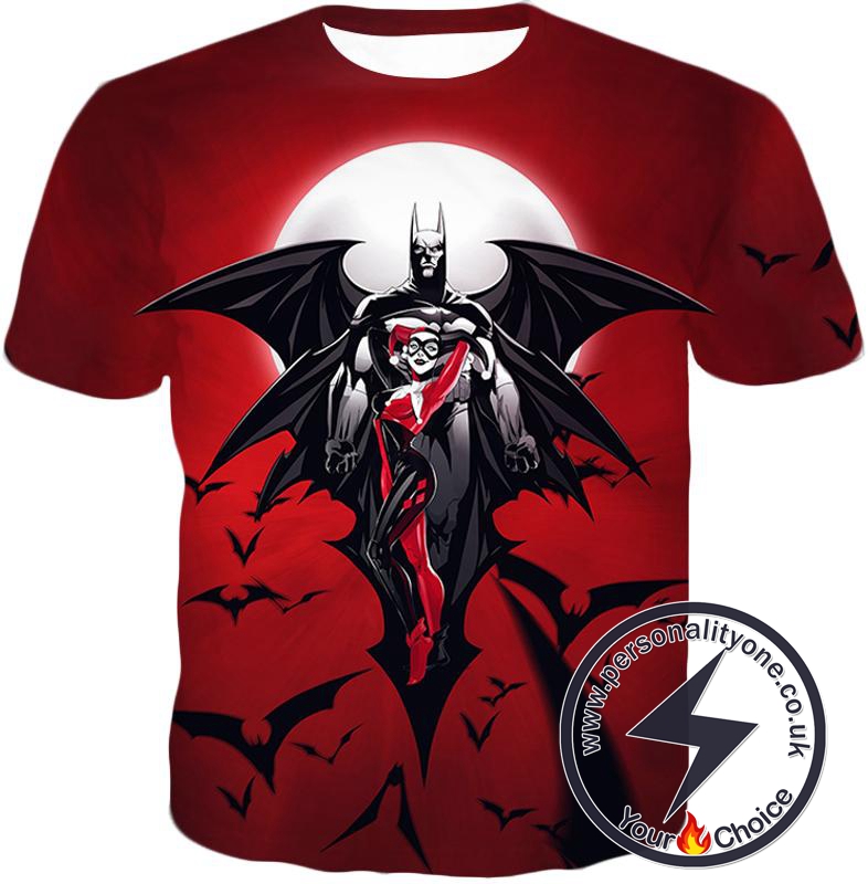 Super Cool Batman x Harlequin Animated Awesome Red T-Shirt