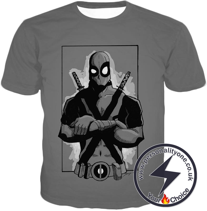 Super Cool Grey Deadpool Promo Pose T-Shirt