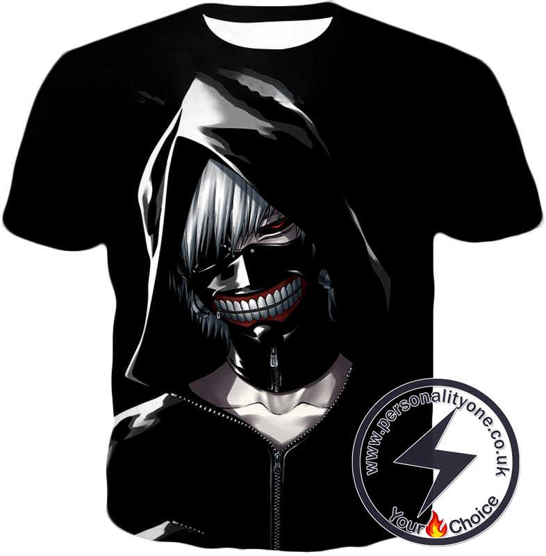 Tokyo Ghoul Cool Masked and Hooded Ken Kaneki Black T-Shirt