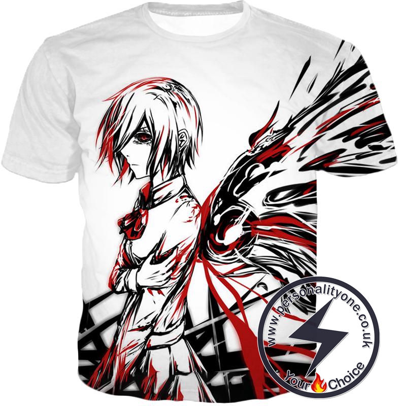 Tokyo Ghoul Kagune Winged Touka White Sketched T-Shirt