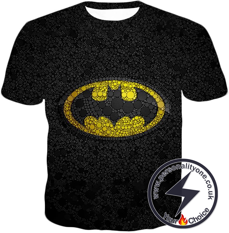 Unique Batman Justice Symbol Promo Dotted Black T-Shirt