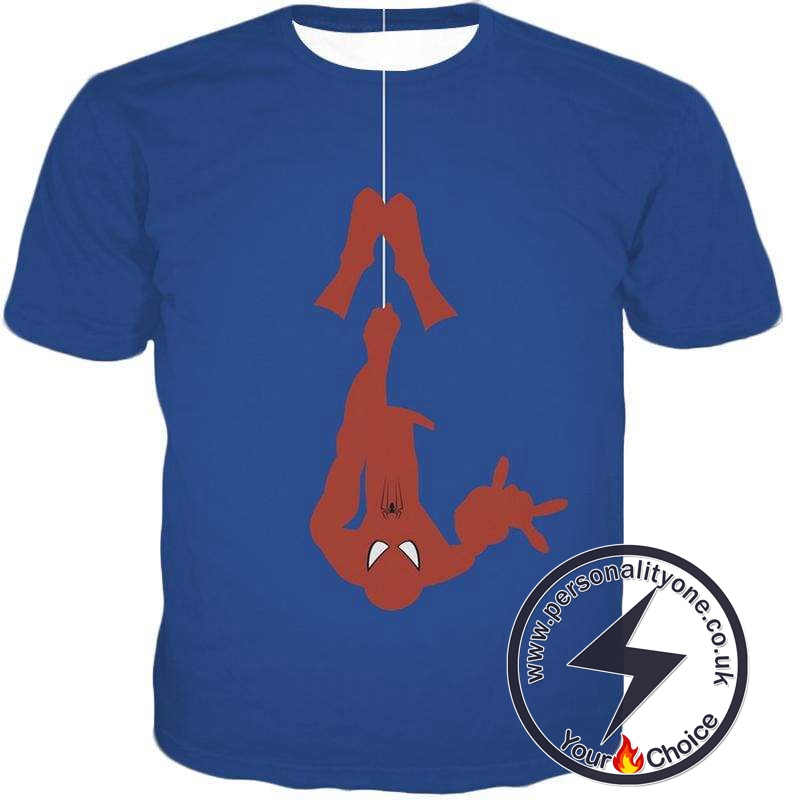 Web Slinging Cool American Hero Spiderman Blue Action T-Shirt