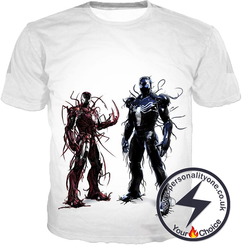 White Symbiotic Iron Man and Venom Promo T-Shirt